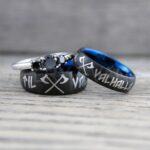 Til Valhalla Rings, Vikings Rings, Viking Runes Rings, Couple Set Nordic Rings, Norsemen Rings, Nordic Runes Rings, Black Wedding Bands