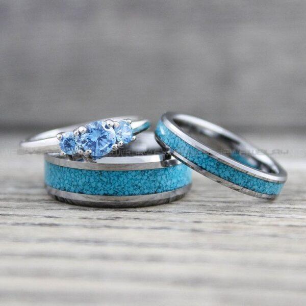 Turquoise Rings, Turquoise Wedding Rings, Turquoise Wedding Bands, Silver Wedding Rings, Silver Tungsten Bands, Silver Tungsten Rings