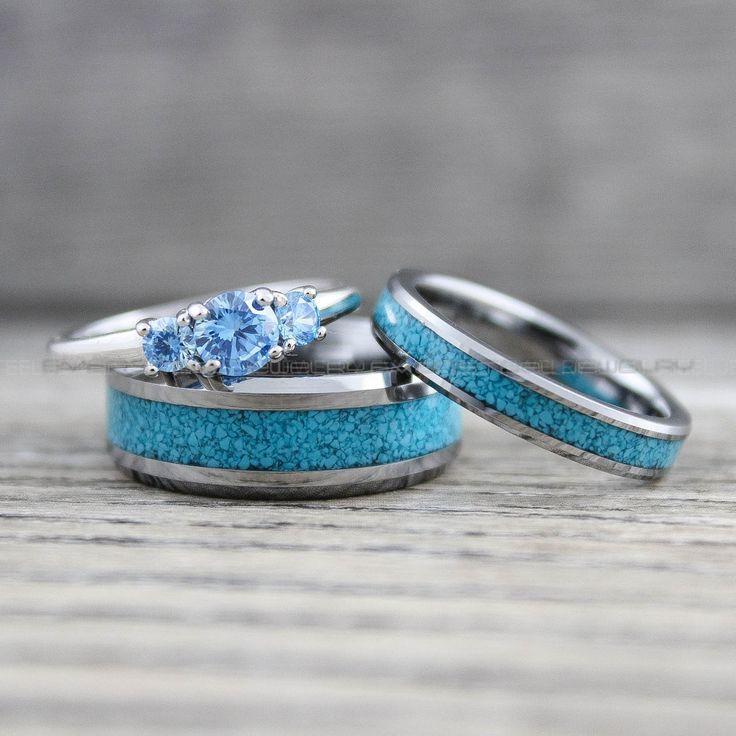 00d166e33dd3267770e2f3a3b2ff3971 Turquoise Rings, Turquoise Wedding Rings, Turquoise Wedding Bands, Silver Wedding Rings, Silver Tungsten Bands, Silver Tungsten Rings - Image 1