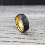 Hammered Ring, Hammered Wedding Ring, Black Wedding Ring, Black Wedding Band, Couple Rings, Rose Gold Wedding Band, Rose Gold Wedding Ring - Image 4