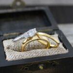 Couple Rings, Couple Wedding Rings, 3 Piece Couple Set Yellow Gold Tungsten Bands, 2mm Wedding Bands, Couple Wedding Bands, Matching Rings