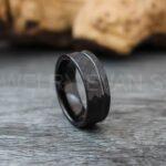 Mens Wedding Ring, Hammered Ring, Hammered Wedding Ring, Black Wedding Ring, Black Wedding Band