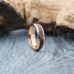Wood Ring, Wood Wedding Band, 6mm 14K Rose Gold Tungsten Band with Domed Edge Koa Wood Inlay Rose Gold Tungsten Wedding Band Rose Gold Ring