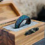 Orion Nebula Ring, Galaxy Ring, Opal Ring, Black Opal Ring, Black Tungsten Ring, Opal Wedding Ring, Opal Wedding Ring, Black Wedding Band - Image 4