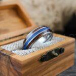 Orion Nebula Ring, Galaxy Ring, Opal Ring, Blue Opal Ring, Silver Tungsten Ring, Opal Wedding Ring, Opal Wedding Ring, Silver Wedding Band - Image 5