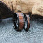 Wood Rings, Wood Wedding Bands, Wood Wedding Rings, Black Tungsten Band with Wood Inlay