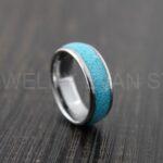 Turquoise Ring, Turquoise Wedding Ring, Turquoise Wedding Band, Silver Wedding Ring, Silver Tungsten Band, Silver Tungsten Ring