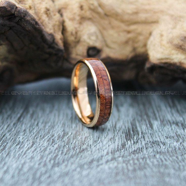1aeb85afe89a1a2e70851cda078ff6c0 Wood Ring, Wood Wedding Band, Wood Wedding Ring, Rose Gold Wedding Band - Image 1