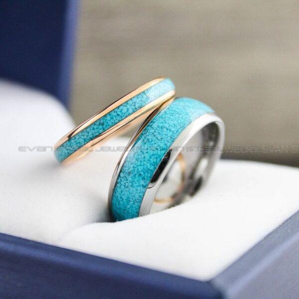 Turquoise Rings, Turquoise Wedding Rings, Turquoise Wedding Bands, Silver Wedding Rings, Silver Tungsten Bands, Silver Tungsten Rings