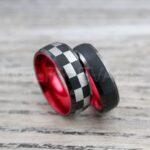Racing Ring, Car Racing Ring, 2 Piece Couple Set Tungsten Bands, Matching Rings, Couple Ring Set, Couple Rings, Couple Jewelry, Red Rings