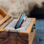 Turquoise Ring, Turquoise Wedding Ring, Turquoise Wedding Band, Rose Gold Wedding Ring, Gold Tungsten Band, Gold Ring Rose Gold Wedding Band - Image 5