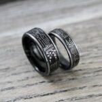 Gamer Ring, Circuit Board Ring, Black Tungsten Band with Circuit Board Pattern, Gamer Wedding Ring
