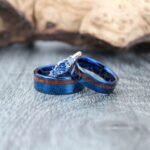 Couple Rings, Blue Wedding Rings, Blue Wedding Bands, Couple Jewelry, Matching Rings, His and Her Wedding Rings, Wood Rings, Blue Rings