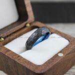 Hammered Ring, Hammered Wedding Ring, Black Wedding Ring, Black Wedding Band, Blue Wedding Band, Blue Wedding Ring