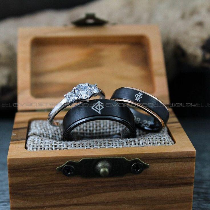 32a0e388310d1f1341a8836b53443bde Til Valhalla Rings, Vikings Rings, Viking Runes Rings, Couple Set Nordic Rings, Norsemen Rings, Nordic Runes Rings, Black Wedding Bands - Image 1