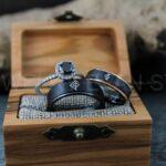 Til Valhalla Rings, Vikings Rings, Viking Runes Rings, Couple Set Nordic Rings, Norsemen Rings, Nordic Runes Rings, Black Wedding Bands