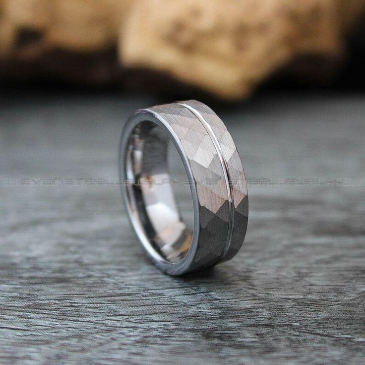 37d44eff96280552b782dd63b1644ef4 Mens Wedding Ring, Hammered Ring, Hammered Wedding Ring, Silver Wedding Ring, Silver Wedding Band - Image 1
