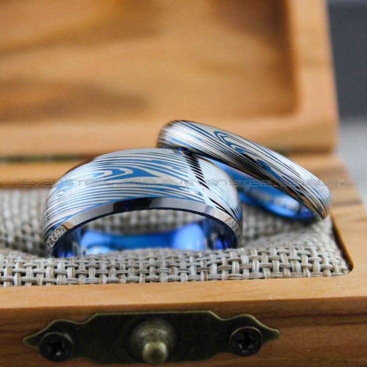 3c6598cc6618ea4b7760c2790eb4a351 Damascus Steel Rings, Couple Rings, Damascus Steel Wedding Rings, Damascus Steel Wedding Bands - Image 1
