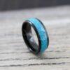 Turquoise Ring, Turquoise Wedding Ring, Turquoise Wedding Band, Black Wedding Ring, Black Tungsten Band, Black Tungsten Ring
