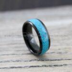 Turquoise Ring, Turquoise Wedding Ring, Turquoise Wedding Band, Black Wedding Ring, Black Tungsten Band, Black Tungsten Ring