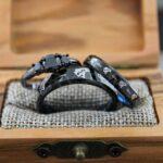 Fishing Rings, Bass Rings, Couple Wedding Ring Set, 3 Piece Couple Set Black Tungsten Wedding Rings, Couple Rings, Matching Wedding Rings