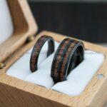 Wood Rings, Wood Wedding Bands, Wood Wedding Rings, 2 Piece Couple Set Tungsten Bands with Wood Inlay, Couple Rings, Matching Wood Rings