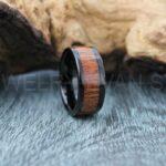 Wood Ring, Wood Wedding Band, Wood Wedding Ring, Black Tungsten Band with Wood Inlay