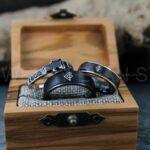 Til Valhalla Rings, Vikings Rings, Viking Runes Rings, Couple Set Nordic Rings, Norsemen Rings, Nordic Runes Rings, Black Wedding Bands