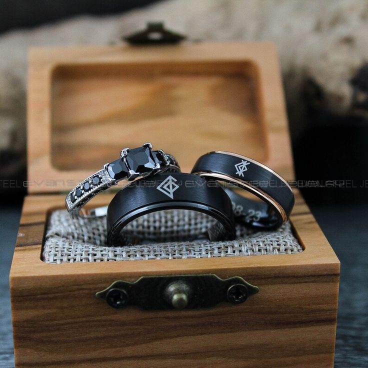 4bf79bce794c69da77ffb3a0738755a5 Til Valhalla Rings, Vikings Rings, Viking Runes Rings, Couple Set Nordic Rings, Norsemen Rings, Nordic Runes Rings, Black Wedding Bands - Image 1