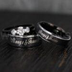 Couple Rings, Matching Couple Rings, His and Her Couple Rings, Couple Wedding Rings, Always and Forever Rings, Couple Jewelry, Black Rings