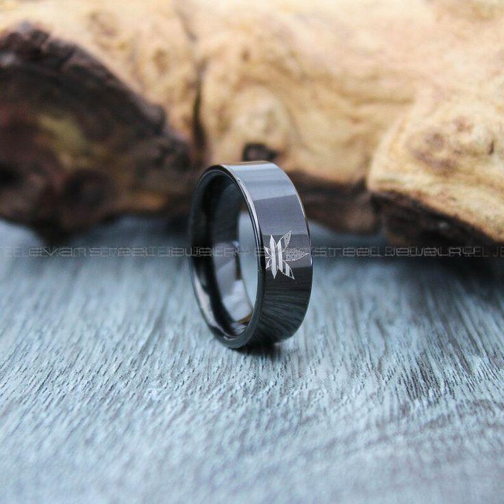 50d12756d7b6ee92b780e3d982690866 Cannabis Leaf Ring, Marijuana Ring, 8mm Black Tungsten Band with Flat Edge Polished Finish Marijuana Leaf and American Flag Laser Engraved - Image 1