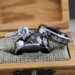 Til Valhalla Rings, Vikings Rings, Viking Runes Rings, Couple Set Nordic Rings, Norsemen Rings, Nordic Runes Rings, Black Wedding Bands