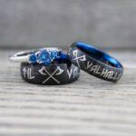 Til Valhalla Rings, Vikings Rings, Viking Runes Rings, Couple Set Nordic Rings, Norsemen Rings, Nordic Runes Rings, Black Wedding Bands