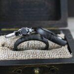 Couple Rings, Couple Wedding Rings, 3 Piece Couple Set Black Tungsten Bands, 4mm Couple Wedding Bands, Matching Couple Rings Couple Jewelry