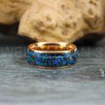 Orion Nebula Ring, Galaxy Ring, Opal Ring, Gold Opal Ring, Rose Gold Tungsten Ring Opal Wedding Ring, Opal Wedding Ring, Gold Wedding Band - Image 5