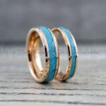 Turquoise Rings, Turquoise Wedding Rings, Turquoise Wedding Bands, Rose Gold Wedding Rings, Rose Gold Tungsten Band, Gold Tungsten Ring