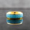 Turquoise Ring, Turquoise Wedding Ring, Turquoise Wedding Band, Yellow Gold Wedding Ring, Yellow Gold Tungsten Band, Yellow Gold Tungsten Ring