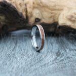 Wood Ring, Wood Wedding Band, 4mm Silver Tungsten Band with Koa Wood Inlay, Silver Tungsten Wedding Band