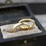 Couple Rings, Couple Wedding Rings, 3 Piece Couple Set Yellow Gold Tungsten Bands, 2mm Wedding Bands, Couple Wedding Bands, Matching Rings - Image 5