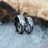Claddagh Rings, Claddagh Wedding Rings, 2 Piece Couple Set Black Tungsten Bands with Beveled Edge Irish Celtic Knot Claddagh Wedding Bands