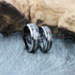 Claddagh Rings, Claddagh Wedding Rings, 2 Piece Couple Set Black Tungsten Bands with Beveled Edge Irish Celtic Knot Claddagh Wedding Bands