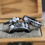 Til Valhalla Rings, Vikings Rings, Viking Runes Rings, Couple Set Nordic Rings, Norsemen Rings, Nordic Runes Rings, Black Wedding Bands