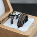 Wood Rings, Wood Wedding Bands, Wood Wedding Rings, 3 Piece Couple Set Tungsten Bands with Wood Inlay, Couple Rings, Matching Wood Rings
