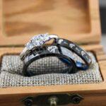 Fishing Rings, Bass Rings, Couple Wedding Ring Set, 3 Piece Couple Set Black Tungsten Wedding Rings, Couple Rings, Matching Wedding Rings