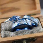 Til Valhalla Rings, Valknut Rings, Valknut Viking Rings, Couple Set Nordic Rings, Norsemen Rings, Nordic Runes Rings, Blue Tungsten Bands - Image 6