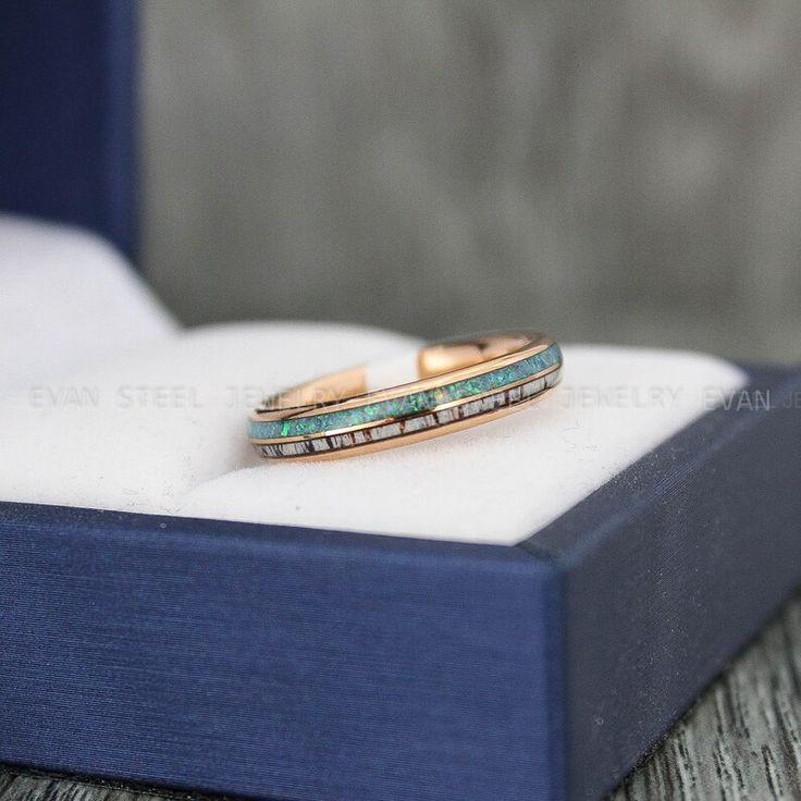 7bdd22c88ac13b887540bc7410c69902 Antler Wedding Ring, Rose Gold Wedding Band, Rose Gold Wedding Ring, Deer Antler Ring, Hunting Jewelry, Deer Antler Wedding Band - Image 1