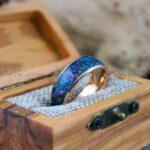Orion Nebula Ring, Galaxy Ring, Opal Ring, Gold Opal Ring, Rose Gold Tungsten Ring Opal Wedding Ring, Opal Wedding Ring, Gold Wedding Band - Image 7