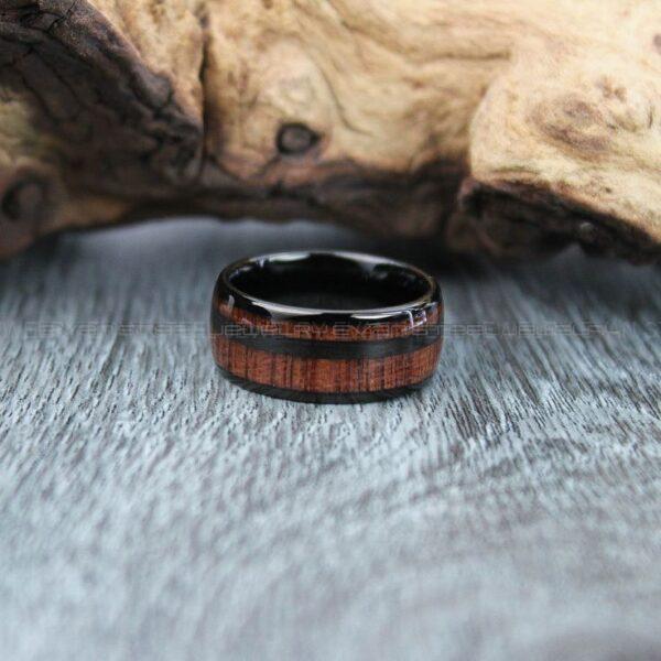 Wood Ring, Wood Wedding Band, Wood Wedding Ring, Black Tungsten Band with Wood Inlay