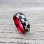 Racing Ring, Car Racing Ring, 2 Piece Couple Set Tungsten Bands, Matching Rings, Couple Ring Set, Couple Rings, Couple Jewelry, Red Rings - Image 4