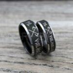 Til Valhalla Rings, Vikings Rings, Viking Runes Rings, Couple Set Nordic Rings, Norsemen Rings, Nordic Runes Rings, Black Wedding Bands - Image 4